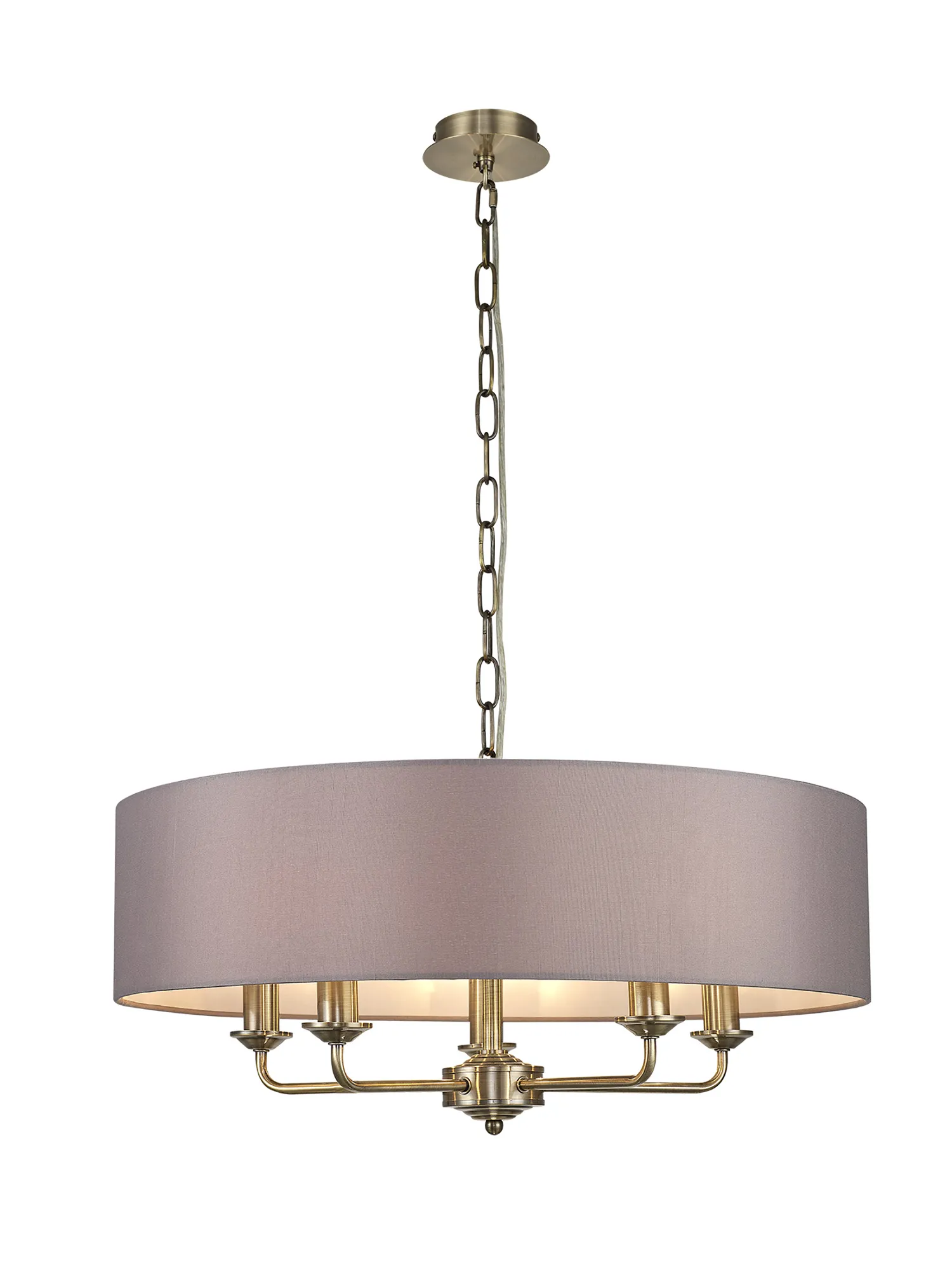 DK0031  Banyan 60cm 5 Light Pendant Antique Brass; Grey